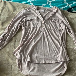 Pink/Cream Color High/Low Button up Top